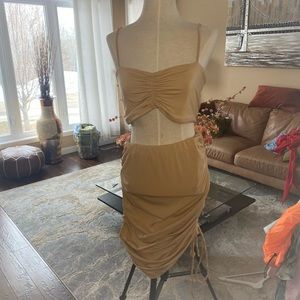 Two piece nude dress ruched
